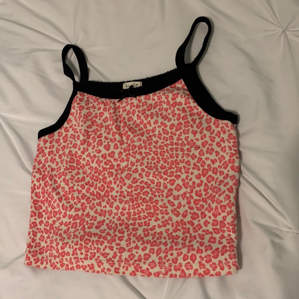 Brandy Melville (John Galt) Pink Cheetah print cropped tank